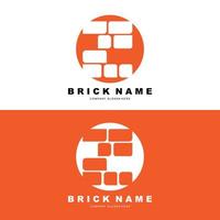 Bricks Logo Design, Material Stone Illustration Vector, Building Construction Icon vector