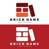 Bricks Logo Design, Material Stone Illustration Vector, Building Construction Icon vector