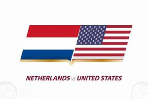 Netherlands vs United States in Football Competition, Round of 16. Versus icon on Football background. vector