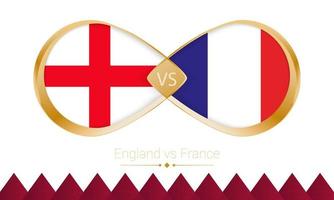 England versus France golden icon for Football 2022 match, Quarter finals. vector