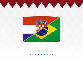 National football team Croatia vs Brazil, Quarter finals. Soccer 2022 match versus icon. vector