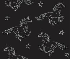 Vector seamless pattern of hand drawn unicorn