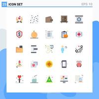 Set of 25 Modern UI Icons Symbols Signs for camera lenses mirror science cupboard wallet Editable Vector Design Elements