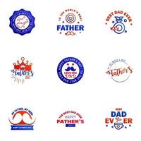 HAPPY FATHERS DAY 9 Blue and red HOLIDAY HAND LETTERING VECTOR HAND LETTERING GREETING TYPOGRAPHY Editable Vector Design Elements