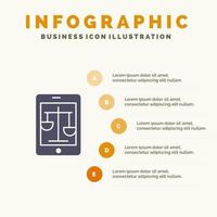 tribunal ley de internet legal en línea icono sólido infografía 5 pasos presentación antecedentes vector