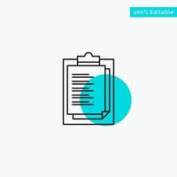 Notepad Report Card Result Presentation turquoise highlight circle point Vector icon