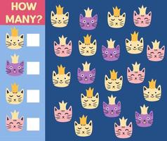 How many Cat, game for children. printable worksheet vector