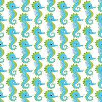 Cute seahorses cartoon seamless pattern. Hand drawn ocean animals. Nautical beach, Sea life fun underwater vector