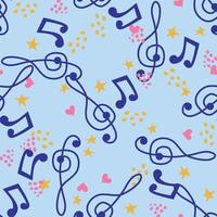 Cartoon hand drawn musical seamless pattern. Lots of symbols, objects and elements. vector