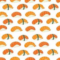 Sushi rolls pattern seamless. Traditional Japanese food background. Vector texture