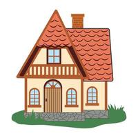 Large family house in Tudor style. Detailed flat illustration of an old traditional stone building vector