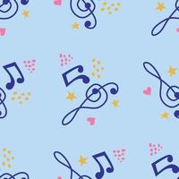 Cartoon hand drawn musical seamless pattern. Lots of symbols, objects and elements. vector