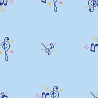 Cartoon hand drawn musical seamless pattern. Lots of symbols, objects and elements. vector