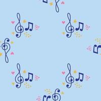 Cartoon hand drawn musical seamless pattern. Lots of symbols, objects and elements. vector