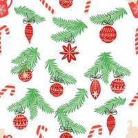 Seamless christmas pattern with fir branches. Spruce background vector