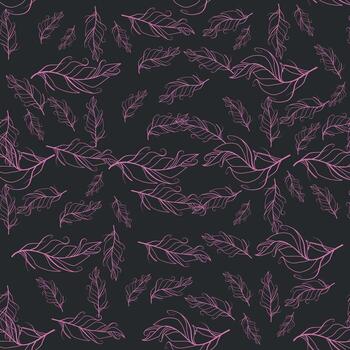 Pastel-colored seamless feather pattern. Seamless background with feathers of bird. vector
