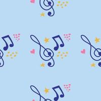 Cartoon hand drawn musical seamless pattern. Lots of symbols, objects and elements. vector