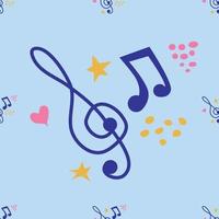 Cartoon hand drawn musical seamless pattern. Lots of symbols, objects and elements. vector