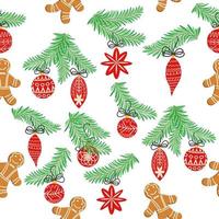 Seamless christmas pattern with fir branches. Spruce background vector