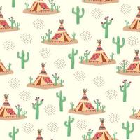 Teepee pattern. Wigwam native american summer tent illustration. Indian background pattern. vector