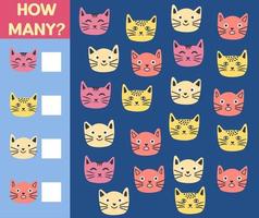 How many Cat, game for children. printable worksheet vector