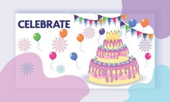 Concept of landing page with birthday celebrations theme. Birthday party celebration
