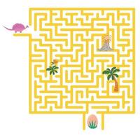 Help dinosaur find path to nest. Labyrinth. Maze game for kids vector