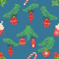 Seamless christmas pattern with fir branches. Spruce background vector