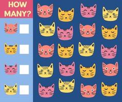 How many Cat, game for children. printable worksheet vector