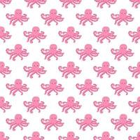 Seamless pattern with cute octopus, seaweed and pearl. Trendy nursery background vector