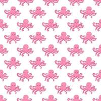 Seamless pattern with cute octopus, seaweed and pearl. Trendy nursery background vector