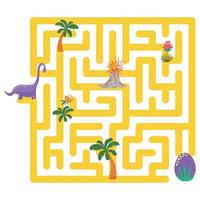 Help dinosaur find path to nest. Labyrinth. Maze game for kids vector