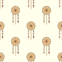 Hand drawn seamless pattern with native american dreamcatcher. vector