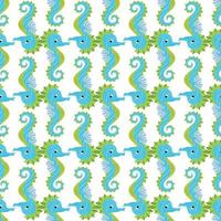 Cute seahorses cartoon seamless pattern. Hand drawn ocean animals. Nautical beach, Sea life fun underwater vector