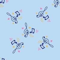 Cartoon hand drawn musical seamless pattern. Lots of symbols, objects and elements. vector