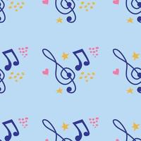 Cartoon hand drawn musical seamless pattern. Lots of symbols, objects and elements. vector