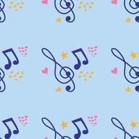 Cartoon hand drawn musical seamless pattern. Lots of symbols, objects and elements. vector