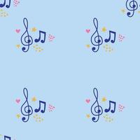 Cartoon hand drawn musical seamless pattern. Lots of symbols, objects and elements. vector