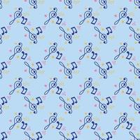 Cartoon hand drawn musical seamless pattern. Lots of symbols, objects and elements. vector