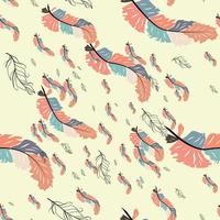 Colorful cute seamless pattern with variety of feathers vector