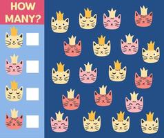 How many Cat, game for children. printable worksheet vector