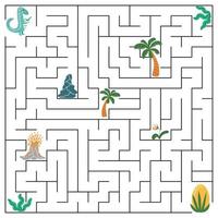 Help dinosaur find path to nest. Labyrinth. Maze game for kids vector