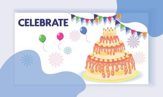 Concept of landing page with birthday celebrations theme. Birthday party celebration vector