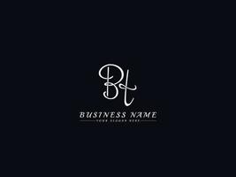 logotipo inicial de la firma bt tb, vector de letra del logotipo bt de la firma
