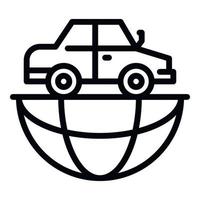 Global car travel icon, outline style vector