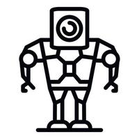 icono de robot android, estilo de esquema vector