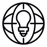 Global bulb idea icon, outline style vector