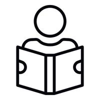 Man reading book icon, outline style vector