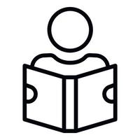 Man reading book icon, outline style vector