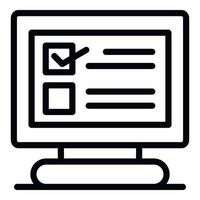 Computer test icon, outline style vector